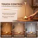 6 Pack Cordless Table Lamp, 3 Color Stepless Dimmable, Gold