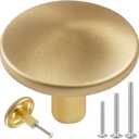 MUMU 6pack 1.65 inch Round Gold Cabinet knobs Large Brushed Oversize Pulls for Drawer Dresser Closet Door Handles