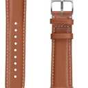maogoam Genuine Leather Bands Compatible With Apple Watch Ultra Band 49mm, Calfskin Leather Rugged Durable Stainless Connector Replacement Strap for iWatch Ultra/Ultra 2 (Silver/22mm Tan)