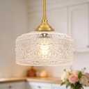 Gold Pendant Lights Kitchen Island, Vintage Bathroom Pendant Light With Clear Glass Shade, Adjustable Height Pendant Light - Dual Mount Ceiling & Hanging Fixtures With 90 Swivel For Home, E26 Bulb