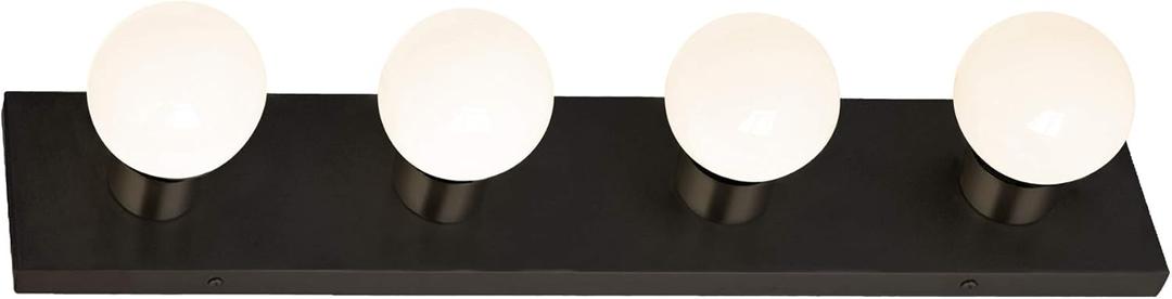 Design House Vanity Lights, 4 Linear Lights, Dimmable, Horizontal or Vertical Use, Uses (4) 60W Bulbs, for Bathroom/Makeup Vanity, Matte Black, 24.0. in. L x 4.33 in. H x 2.0 in. D, 588574-BLK