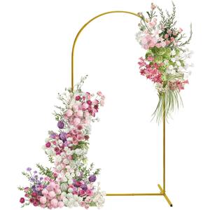 U+U 7.2FT Arch Backdrop Stand, Gold Arch Stand for Wedding Birthday Party Bridal Baby Shower Balloon Arch Decoration