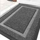 OLANLY Front Door Mat Indoor Outdoor Entrance, Waterproof All-Season, All-Weather Doormat, Sturdy Natural Rubber, Fade Resistant, Low Profile, Easy Clean Patio Porch Entryway Mat, 29.5x17, Dark Grey