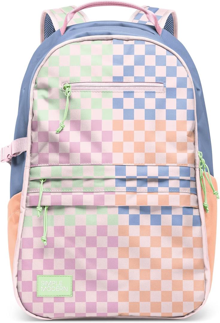 Simple Modern Ellis Backpack for School | Medium 20L Elementary Middle and High School Bookbag for Kids and Teens | Girls and Boys | Hopscotch Checkmate, Medium | 20 Liter