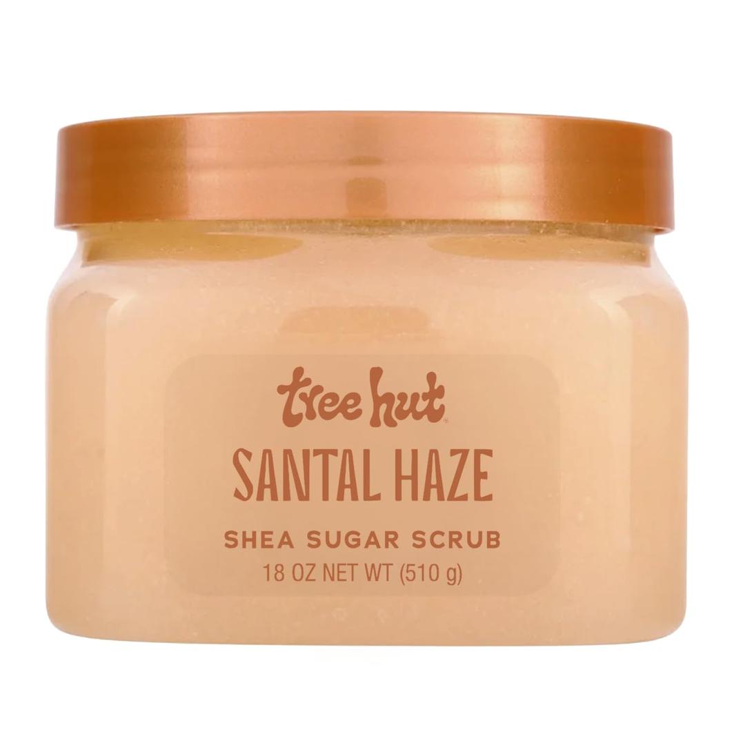 Tree Hut Santal Haze Shea Sugar Scrub, Exfoliating, Hydrating & Moisturizing Body Scrub with Shea Butter & Nourishing Essential Oils, Smooth & Soften Skin, 18 oz