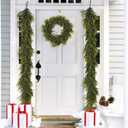 N&T NIETING 9FT Christmas Norfolk Pine Garland Real Touch Pine Artificial Garlands Faux Greenery Garland Winter Christmas Garland for Table Mantle Fireplace Indoor Outdoor Xmas Decorations (1 Pcs)