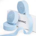 Woric Light Blue Ribbon 5/8 Inch x 18Yards 3 Rolls Baby Blue Cotton Ribbon for Mothers Day Graduation Gift Wrapping Handmade Frayed Fringe Ribbons for Baby Bridal Shower Wedding Decor DIY Crafts