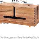 SARUFO Acacia Wood Cable Management Box - Wooden Cord Hider with 4 Metal Feet, Organizer for Desk & Floor, Power Strip TV Wire Concealer, Under Desk Storage for Office, Home Electrical Cables