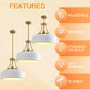 Modern White Pendant Light, 18.9-inch Large Round Ceiling Pendant in Nordic Industrial Style, Suitable for Kitchen Island, Living Room, Dining Room, Warehouse, bar and Porch.