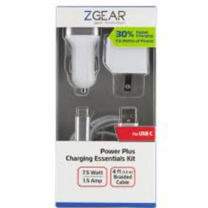 ZGear Power Plus Charging Essentials 3 Pc Kit 7.5Watt 4Ft