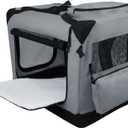 EliteField 3-Door Folding Soft Dog Crate with Carrying Bag and Fleece Bed, Indoor & Outdoor Pet Home (36" L x 24" W x 28" H, Light Gray)