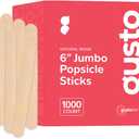 Gusto [1000 Count] Jumbo 6 Inch Wooden Multi-Purpose Popsicle Sticks, Craft Sticks for ICES, Ice Cream, Waxing, Tongue Depressor Wood Sticks -(Formerly Comfy Package) (Natural)