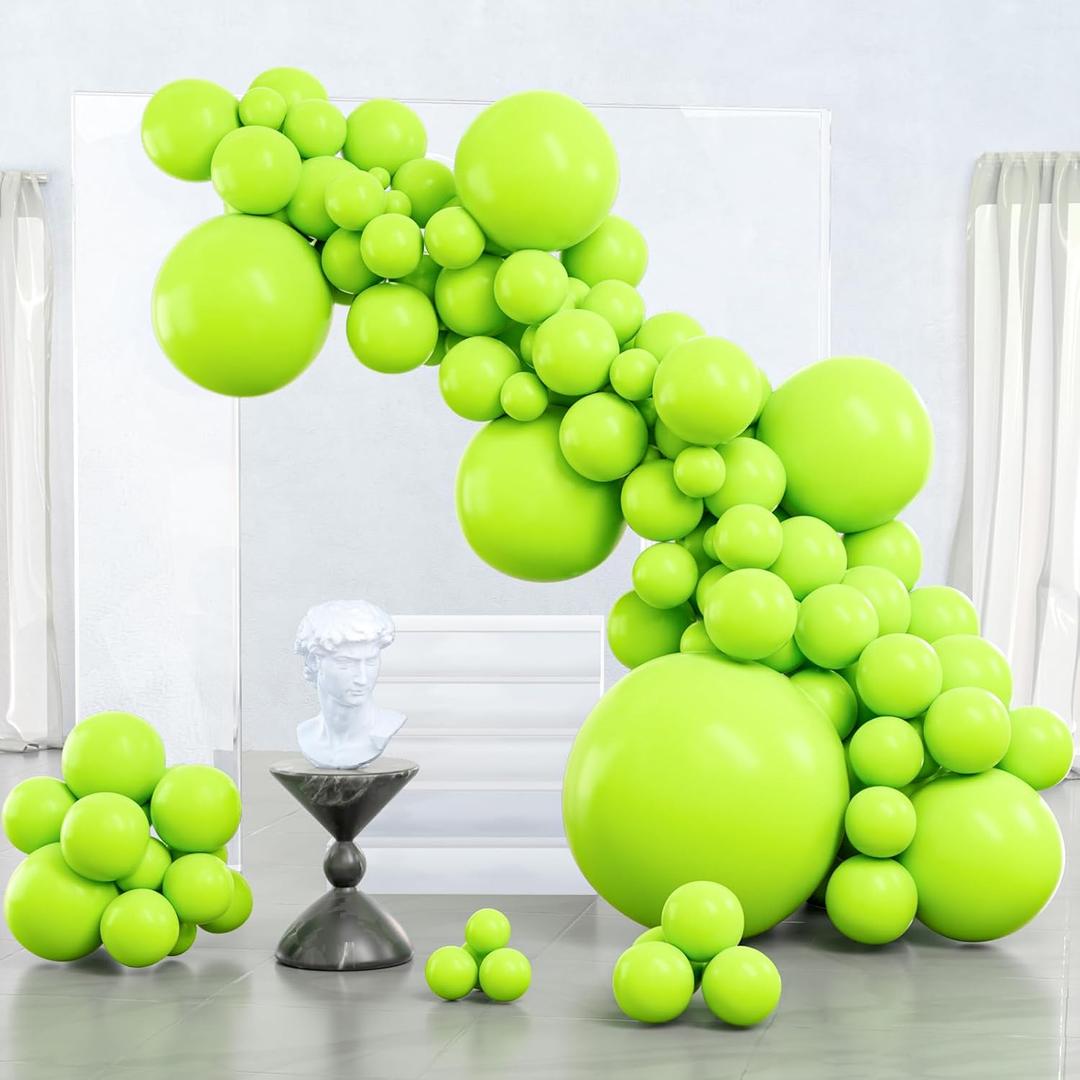 PartyWoo Lime Green Balloons 100 pcs Different Sizes of 36 18 12 10 5 Inch Neon Yellowish Light Green Latex Balloon Arch Kit Garland for Graduation Halloween Summer Birthday Party Decorations Green-Y6