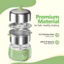 Hard Boiled Egg Cooker - CACHOO 14-Egg Rapid Stainless Steel Egg Boiler with 30-Min Timer & Auto Shut Off, Compact Electric Vegetable Steamer for Cooking, Dishwasher Safe, Retro Green