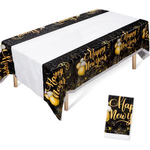 2 x MiniRed Happy New Year Plastic Table Cloth for Parties, Plastic Table Cover 2026, Disposable Party Table Clothes Decorations Supplies(70.8 X 42.5)