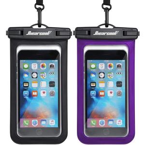 Hiearcool Universal Waterproof Phone Pouch Compatible for iPhone 16 15 14 13 Pro Max Plus Up to 8.3", IPX8 Beach Travel Essentials-Black&Purple-2Pack