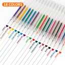 SMOOTHERPRO Glitter Retractable Gel Pens 18 Colors Metallic Colored Gel Pen 1.0 mm Bold Silver Glitter Gel Ink for Adults Coloring Journaling Drawing Doodling (GRP018N)