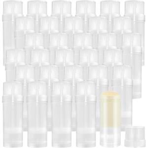 30 PCS Empty Deodorant Containers, 2 oz Refillable Semi-Transparent Plastic Stick Tubes, 60 ml Twist-up Filling Bottles for DIY Sunscreen, Balm, Lotion Bar