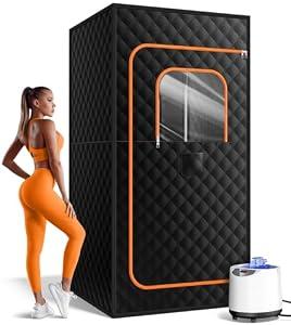 FREEYARE Sauna Box, Portable Sauna for Home, Personal Steam Sauna Tent with 1200W 3L Steamer Heater, 15 Levels, Remote Control, Foldable Chair, Cozy Size 36 * 36 * 71 inch-Orange