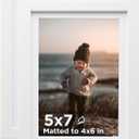 KINLINK 5x7 Picture Frame White Set of 2, Wooden Photo Frames Matted 4x6 with Plexiglass for 4x6 with Mat or 5x7 without Mat for Table and Wall Display