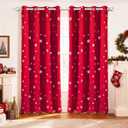 LORDTEX Snowflake Foil Print Christmas Curtains for Living Room and Bedroom - Thermal Insulated Blackout Curtains, Noise Reducing Window Drapes, 52 x 84 Inches Long, Red, Set of 2 Curtain Panels