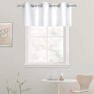 DECOVSUN Solid White Grommet Valance for Windows 42X18 Inches - Blackout Curtain Valance for Kitchen, Living Room, Bedroom & Kids Room - 1 Panel