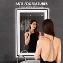 LOAAO 24"X36" LED Bathroom Mirror Black Framed, Anti-Fog, Dimmable, Lighted Bathroom Vanity Mirror for Wall, Memory Function, Tempered Glass