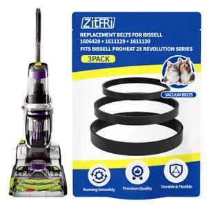 3 x Replacement Belt Set for Bissell ProHeat 2X Revolution Pet Pro Carpet Cleaner 1986, 1548, 2007, 1551, 1964 Replaces 1606428, 1611129, 1611130 3 Types: Flat, Brush & Gear Belt (3-Pack)