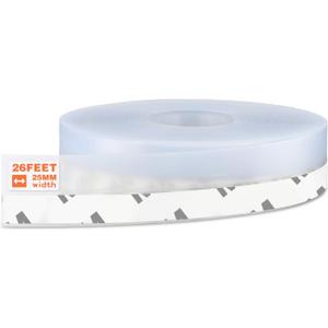 26 Feet Silicone Seal Strip, Door Weather Stripping Window Sealing Tape for Draft Stopper Adhesive Doors Windows and Shower Glass Gaps (Transparent, 25MM)
