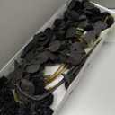 RyddeligHome Black Artificial Flowers for Centerpieces Bulk 10 Long Stems /50 Small Faux Silk Mum Balls + Black Eucalyptus Stems 2 Branches, Fall Boho Halloween Home Decor Indoor, Gothic Flowers