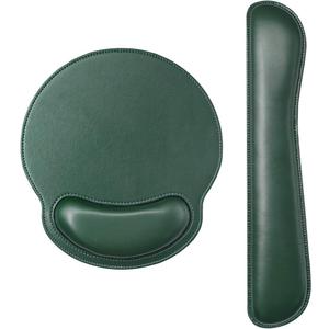 Ergonomic Mouse Pad Set Keyboard Wrist Rest Pad and Mousepads with Wrist Support,iVeze Pu Leather Memory Foam Lightweight Comfortable Mouse Pads for Home Office Efficient Working,Green