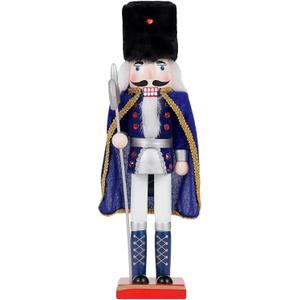 15 Inch Christmas Decorations Nutcracker Ornaments,Wooden Nutcracker Figures,Festive Collectible Nutcracker Gift for Table Desktop Fireplace Thanksgiving Christmas Decor,AxeSoldier(Navy Blue)