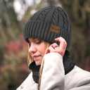 Loritta 3 Pieces Winter Hats for Women Scarf Touch Screen Gloves Set Thick Warm Fleece Lined Beanie Hat Gifts