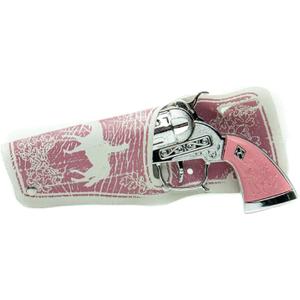 PARRIS CLASSIC QUALITY TOYS EST. 1936 Western Girl Single Holster Set Pink & White Horse Rider Design with 8.5" Die-Cast Repeater Ideal Cowgirl Role Play Toy