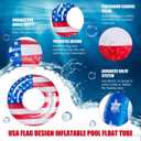 Zhanmai 250th Patriotic Inflatable Pool Float Tube Cool USA Flag Design Water Swimming Ring Floaties Inflatable Tube Pool Tubes Water Swimming Ring Floaties for Beach Lake Open Park, 36 Inch