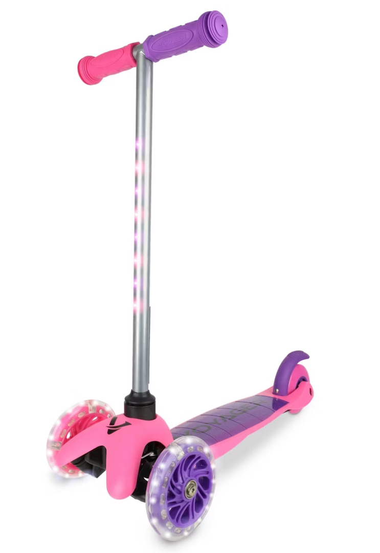 Scooter for Kids Ages 3-5 - Light Up Wheels, Extra Wide Deck, Foot Activated Break, Self Balancing Kids Toys for Boys & Girls