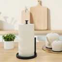 Paper Towel Holder Countertop, Standing Paper Roll Holder with Anti Slip Weighted Base, Stainless Steel Freestanding Paper Towel Holder for Kitchen, Black