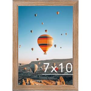 7x10 Picture Frame Brown for Wall Hanging or Tabletop- Wall Mounting Horizontally or Vertically, 7 x 10 Wall Gallery Poster Photo Frame for 7 by 10 Photos, Rustic Brown