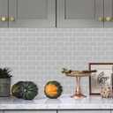 Alwayspon 10 Sheets 3D Thickened Peel and Stick Vinyl Backsplash Tiles, 12"x6" Self-Adhesive Wallpaper Wall Tile Stickers Stick on Subway Tiles for Kitchen Bathroom, Grey 055