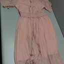 Bbonlinedress Womens Summer Wedding Guest Dress Casual Smocked Flowy Chiffon Short Sleeve Pleated Midi Dresses Blush S