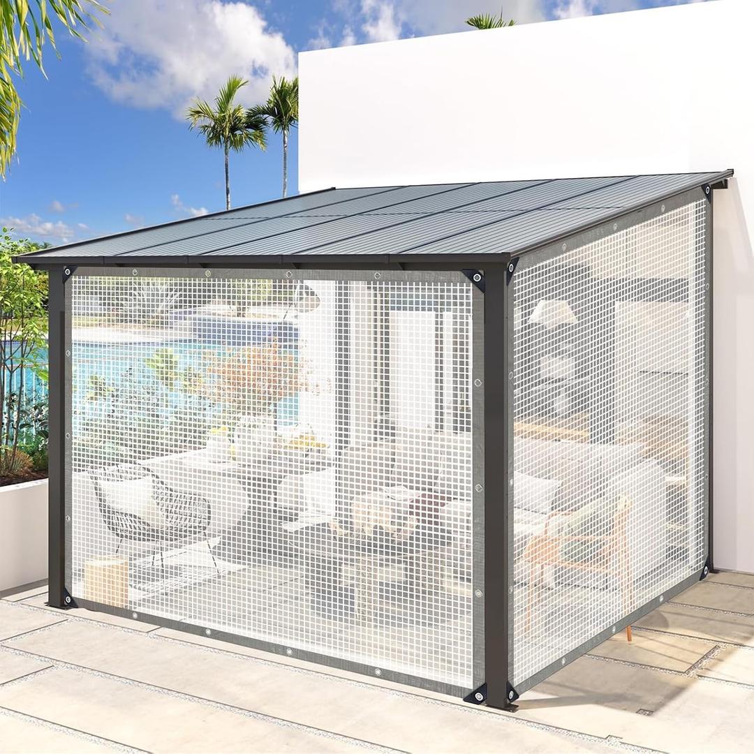 Clear Tarp 18mil Heavy Duty Waterproof with Grommets Sunshade Greenhouse Plastic Cover 50% Transparent Tarpaulin for Outdoor Garden, Patio, Canopy, Furniture, Chicken Coop (White, 3'3"x6'6")