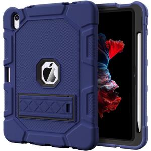 Azzsy Case for iPad (A16) 11th Generation 11 Inch 2025 / iPad 10th Generation 10.9 Inch 2022, [Built-in Pencil Holder] Heavy Duty Shockproof Rugged Protective Case, Navy Blue2