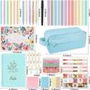 Bible Study Supplies Journaling Kit - Bible Highlighters and Pens No Bleed Tabs Pencil Case Sticky Notes Washi Tapes Cross Paper Clips, Christian Gifts for Women Men Teen Adult Beginner - Blue