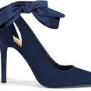 Fashare Womens High Heels Bow Tie Back Sexy Stiletto Ankle Strap Wedding Dress Pumps Shoes (7)