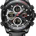 NAVIFORCE Men's Military Digital Watches Analog Quartz Waterproof Watch Sport Multifunctional Leather Wristwatch