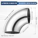 6 Pieces 3 Inch 90° Mandrel Bend Elbow SS304 Stainless Steel Pipe Elbow Thickness 16GA/. 065" Stainless Bend Tube for Modified Pipe, Stair Handrail, Pipeline Silver