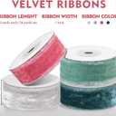 Preboun 4 Rolls Christmas Velvet Ribbon Total 24 yd Christmas Decorations Gift Wrapping Fringe Ribbon Raw Edge Frayed DIY Party Decor(1 Inch,Charming Color)