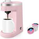 CHULUX Mini Coffee Maker for K Capsule, Single Serve Coffee Maker for One Cup Americano, Lightweight Pod Coffee Machine, Dusty Rose