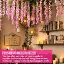 Suncalla 6 Pcs Wisteria Hanging Flowers Vines Fake Hanging Flowers Garland Artificial Wisteria Vines for Wedding Arch Party Home and Garden Decor Table Backdrop (Pink)