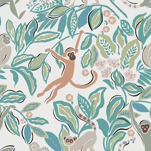 Heroad Floral Wallpaper Peel and Stick Jungle Wallpaper Tropical Botanical Monkey Leaf Contact Paper Green Wall Paper for Bedroom Thicken Texture Self-Adhesive Waterproof Decoration 17.3" x 78.7" 2 pack